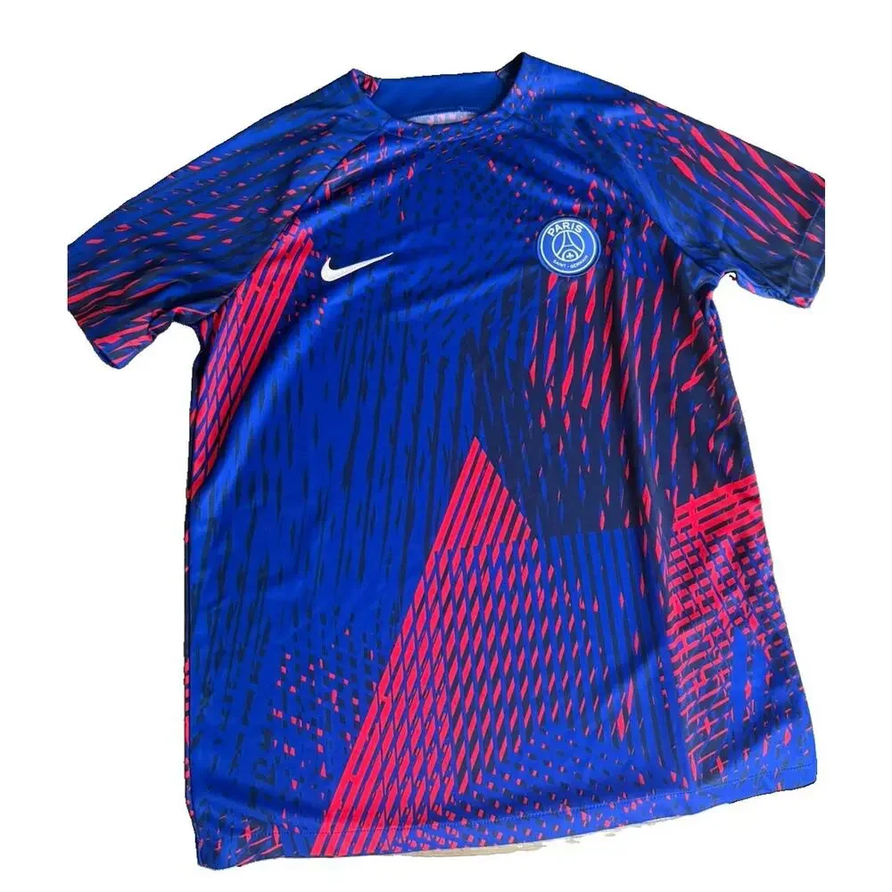 PSG Jersey Youth XL Red Blue Striped Nike Soccer Shirt Paris Saint Germain